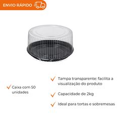 EMBALAGEM PET TORTA MINI PRETA  - D 56A